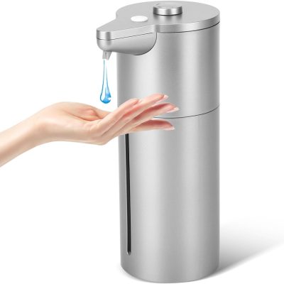 Automatic Soap Dispenser Touchless,Upgrade Adjustable Volume for Thick and Thin Liquid Battery Hand Soap Dispenser,Dish Soap Dispenser Kitchen Bathroom,Auto Soap Dispenser Hands Free Silver