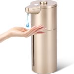 Automatic Soap Dispenser, Touchless Hand Dish Kitchen Bathroom Soap Dispenser, 12.5OZ, Gold Plastic