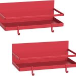 Magnetic Spice Rack Organizer Refrigerator Spice Storage Shelf（Red 2 pack with hook）