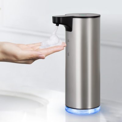 Rechargeable Automatic Soap Dispenser - Stainless Steel Touchless Foaming for Bathroom and Kitchen, Xmas Gift, 9oz