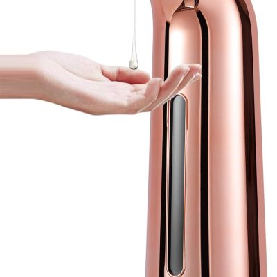Automatic Soap Dispenser, Touchless Liquid Soap Dispenser, Soap Dispenser for Kitchen and Bathroom, with Infrared Motion Sensor, Waterproof, 400ml/14oz Rose Gold