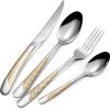 24 Piece Gold Hammered Silverware Set for 6, Premium Food-grade Stainless Steel Flatware Set, Luxury Design & Mirror Polished Cutlery Set, Eating Utensil Set with Fork Knife Spoon, Dishwasher Safe