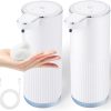 2 Pack Automatic Soap Dispenser Touchless, Rechargeable Foaming Hand Soap Dispenser, 4-Level Adjustable Foam for Bathroom Countertop, Electric (White)