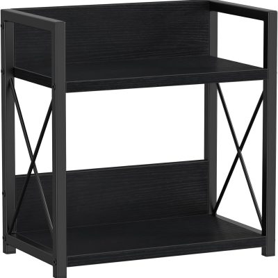Countertop Organizer, 2 Tier Coffee Station Organizer for Desktop, Wood Counter Shelf Spice Rack for Kitchen (Black, M)