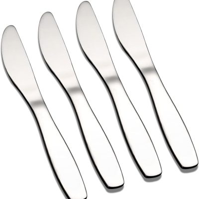 Premium 18/8 Stainless Steel Children's Knife Set 6.6-inch Kids Dinner Knives (4 Pieces) Silverware Flatware Utensil Set for Home School