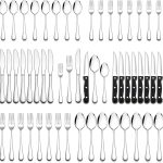 72-Piece Silverware Set with Steak Knives, Stainless Steel Flatware Cutlery Set Service for 12, Tableware Eating Utensils Include Knives/Forks/Spoons, Mirror Polished, Dishwasher Safe
