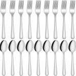 24-piece Forks and Spoons Silverware Set,  Food Grade Stainless Steel Flatware Cutlery Set for Home, Kitchen and Restaurant, 12 Dinner Forks and 12 Dinner Spoons, Mirror Polished&Dishwasher Safe