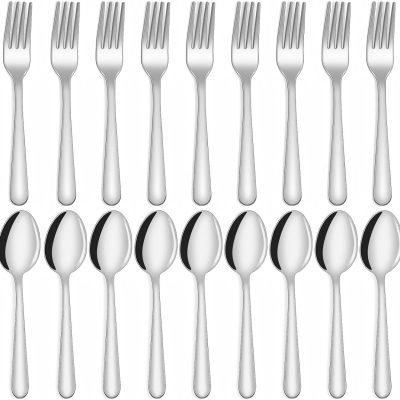 24-piece Forks and Spoons Silverware Set,  Food Grade Stainless Steel Flatware Cutlery Set for Home, Kitchen and Restaurant, 12 Dinner Forks and 12 Dinner Spoons, Mirror Polished&Dishwasher Safe