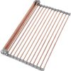 15.74″ x 17″Large Roll Up Dish Drying Rack Over The Sink Dish Drying Rack,Stainless Steel Multipurpose Foldable Dish Drying Rack with Anti-Slip Silicone for Kitchen Counter Drainer,Rose Gold