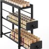 Spice Rack, 3-Tier Pull Out Spice Rack Organizer for Countertop, Narrow Spinning Organizer with 2 Drawers, for Kitchen, Cafe, Black