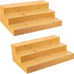 Bamboo Spice Rack Organizer for Cabinet – 3 Tier Countertop Step Spice Shelf for Kitchen Storage and Organizer (2 Pack, Cabinet)