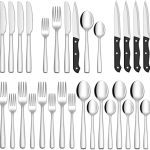 24-Piece Silverware Set with Steak Knives, Stainless Steel Cutlery Set, Mirror Polished Utensils for 4, Includes Forks Spoons Knives Silverware, Dishwasher Safe