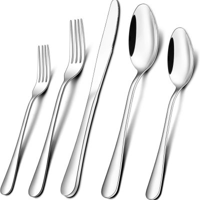 40-Piece Silverware Set, Stainless Steel Flatware Cutlery Set Service for 8, Modern Tableware Utensils Set for Home and Restaurant, Mirror Finish, Dishwasher Safe