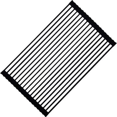 Roll-up Dish Drying Rack Square Solid Bars Multipurpose Silicone Coated Cubic Stainless Still Dishes Drainer Rack Foldable over Sink Kitchen Drainer Rack (Matte Black)
