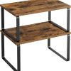 Cabinet Organizer Shelf, Set of 2 Kitchen Counter Shelves, Kitchen Storage, Spice Rack, Stackable, Expandable, Metal and Engineered Wood, Ink Black and Rustic Brown
