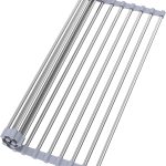 Roll Up Dish Drying Rack for Over Sink -17.5″x11.8″ Foldable Stainless Steel Kitchen Drainer，Gray